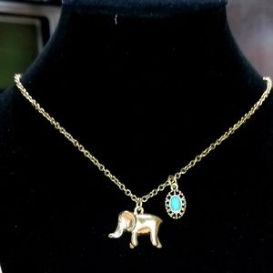 Gold tone Elephant charm necklace